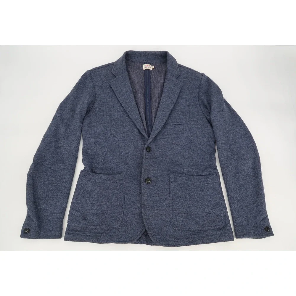 Faherty Inlet Knit Blazer Mens Medium Navy Blue 2 Button Unstructured Jacket